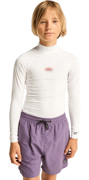 2026 Billabong Junior Re Issue Long Sleeve Rash Vest EBBWR03010 - White